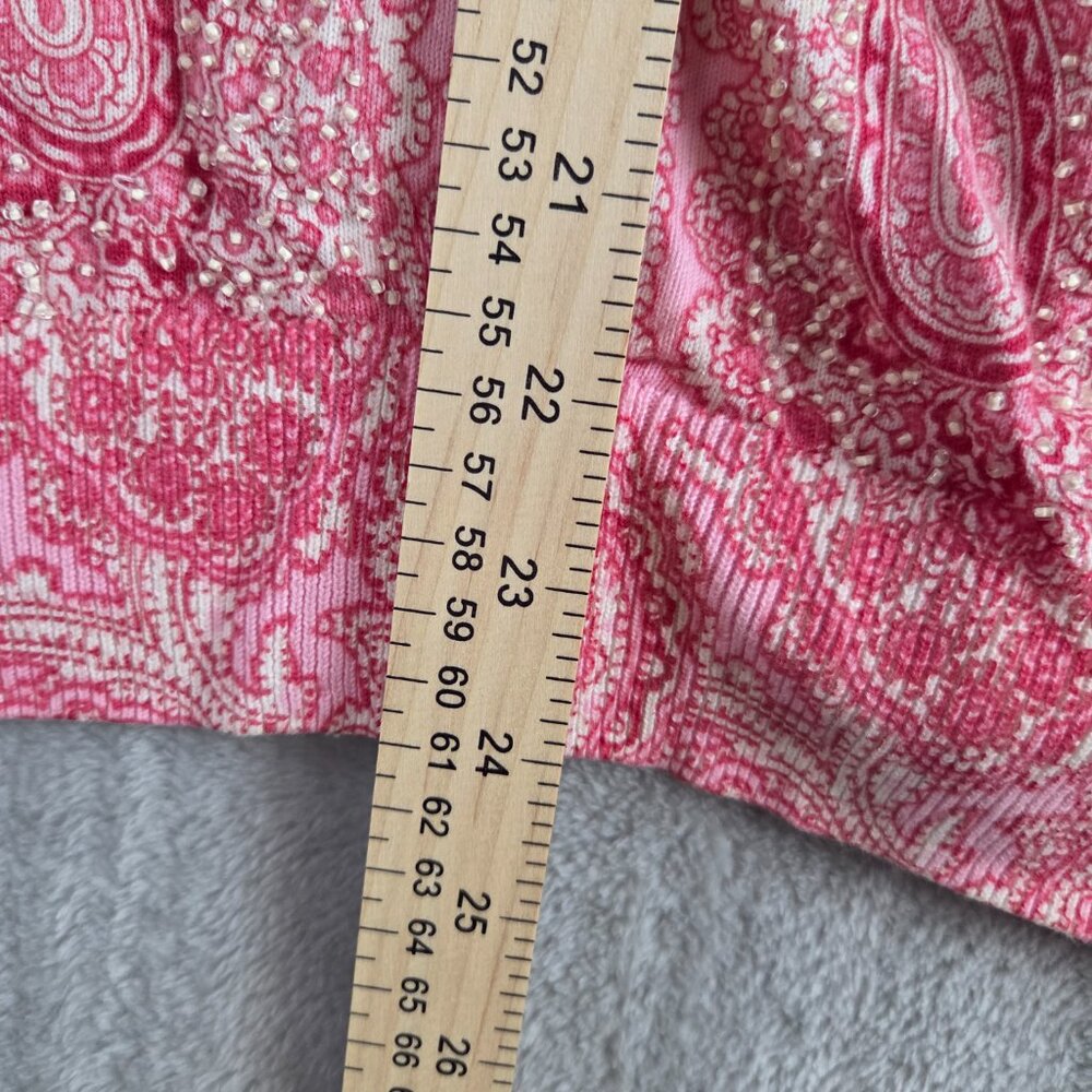 Talbots Pink Paisley Floral Button-Front Cardigan, Size Large - Picture 5 of 7